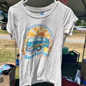 Wound Up White Tee with Blue Graphic